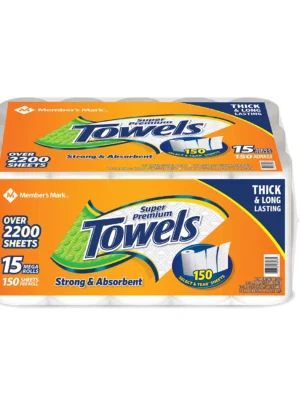 Member's Mark Super Premium 2-Ply Select & Tear Paper Towels (150 sheets/roll, 15 rolls)