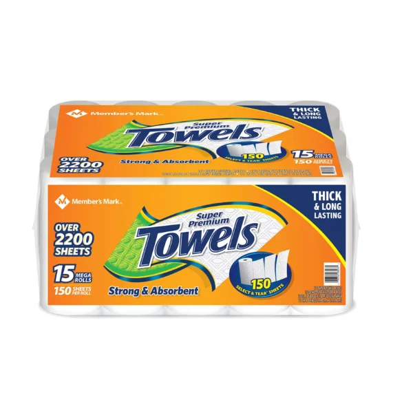Member's Mark Super Premium 2-Ply Select & Tear Paper Towels (150 sheets/roll, 15 rolls)